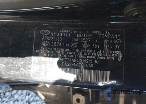 2013 Hyundai Accent Gls из США, поврежденный, VIN KMHCT4AE4DU494590